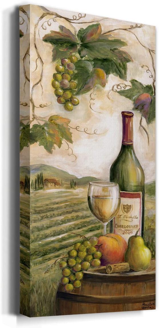 Renditions Gallery Canvas Wall Art Modern Paintings Decorations Country Red Wine Romantic Nature Wall Hanging Vegetable Canvas Artwork for Bedroom Office Kitchen Prints - 12"x24" LT43