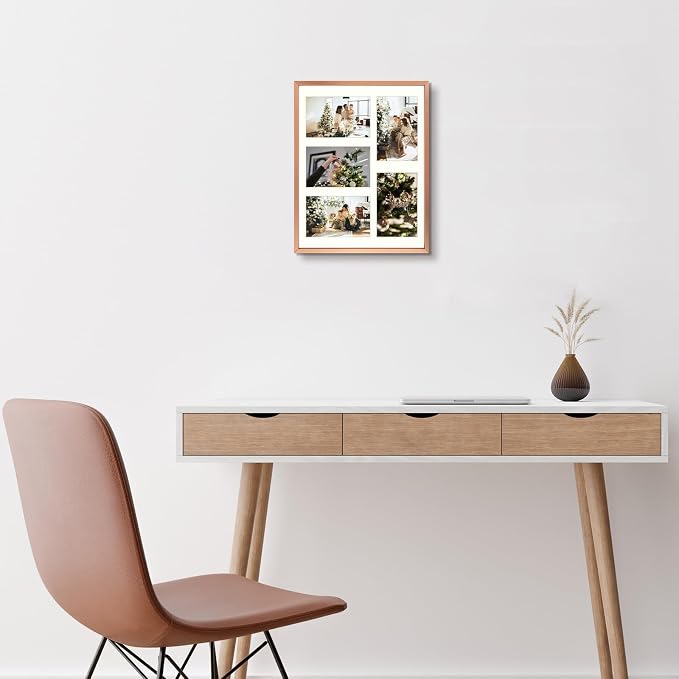 Golden State Art 11x14 Collage Frame for 5 4x6 Photos Rose Gold 2 Pack