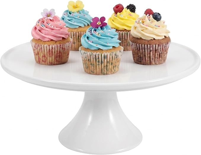 9 Inch White Ceramic Cake Stand for 6 Inch Cakes, Small Pedestal Display | Compact pedestal design gives small cakes and desserts a clean, elevated look on counters, tables, and party setups