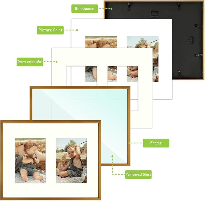 Golden State Art 11x14 Collage Frame w/Mat for 2 5x7 Photos Bronze 2 Pack