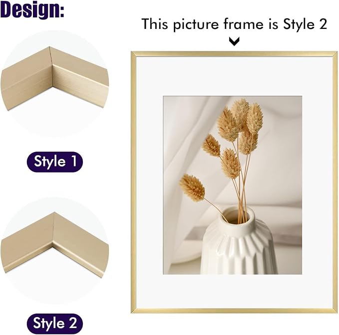 Golden State Art 7 Pack Gold Aluminum Frame with White Mat, Real Glass | Includes One 11x14, Two 8x10, Four 5x7 Frames with Sawtooth Hangers for Wall Mounting. Great for gallery wall