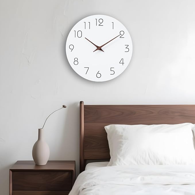 Mosewa Wall Clock Battery Operated 16" Silent Non-Ticking Simple Minimalist | Analog Kitchen Home Bathroom Living Room Bedroom Office Mordern Simple
