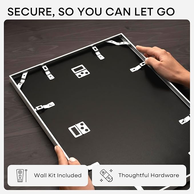 Homeforia 12x15 Silver Picture Frame, High-End Metal, 9x12 Mat, Glass