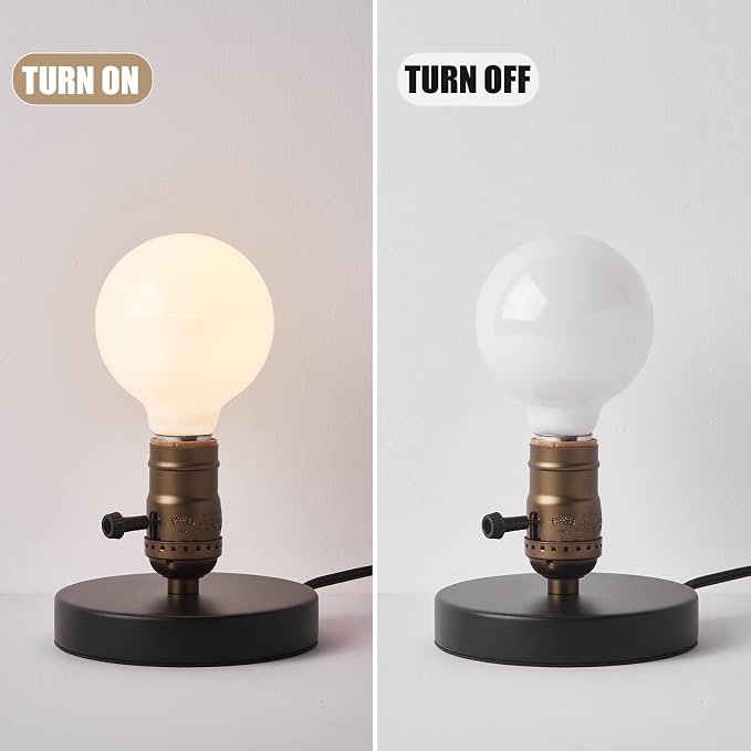 Vintage Table Lamp, Industrial Desk Lamp Small Retro Bedside Lamp with ON/Off Switch E26 Lamp Holder for Home Lighting Decor, Cafe Bar, Studio Antique Decor(Without Bulb)