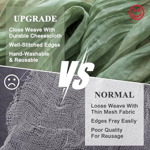Wokceer Cheesecloth Table Runner Sage Green 10FT Boho Gauze, 6 Pack