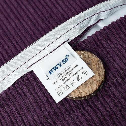 HWY 50 Purple Chenille Throw Pillow Covers 20x20 Inch Buttons Pack of 2