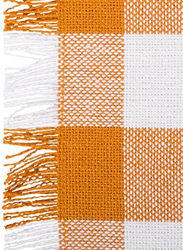 DII Fringed Check Tabletop, Table Runner, 14x108, Pumpkin Spice