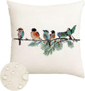 RABUSOFA Christmas Outdoor Pillow Covers Waterproof 18x18 Inch Birds Christmas Decorations Winter Throw Pillow Cases Xmas Birds Decor Decorative Pillows for Couch Holiday Teal