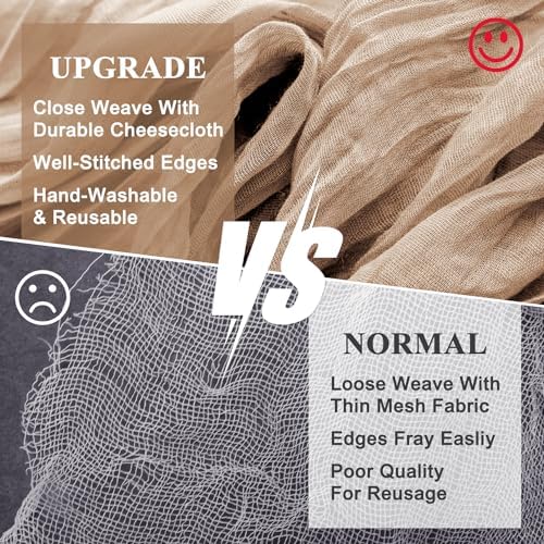 Wokceer Cheesecloth Table Runner Nude Brown 10FT Boho Gauze, 3 Pack