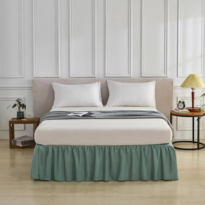Bed Skirt Queen Size Ruffled Bed Skirt, 14'' Queen Dust Ruffle Bed Skirts | With Split Corners, Dust Ruffle with Platform, Microfiber, Breathable, Soft, Easy Fit, Sage Green