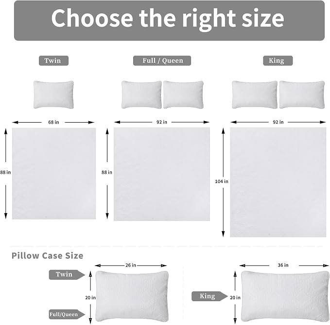 Easy-Going Reversible Quilt Set King, Bedspread with 2 Shams | Olive leaf-White/White, Lightweight Bed Comforter, 1 Quilt + 2 Pillow Shams, All-Season Coverlets for Bedroom