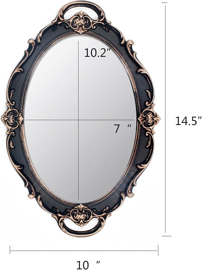 Eaoundm 14.5 x 10 inchs Smallest Vintage Hanging Mirror Brown | Oval Antique Decorative Wall Mirror