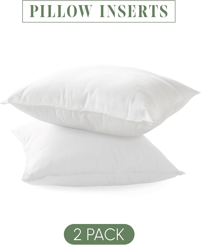 Elegant Comfort Set of 2 Poly-Cotton Shell Siliconized Fiber Filling 4 Pack Throw Inserts Sofa Bed and Couch Indoor Decorative Pillows, 16x16 Inch - Pack of 2, White 2 Count