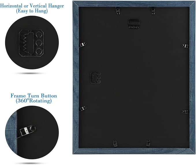 Frametory 12 Pack 11x14 Blue Picture Frame with Real Glass Mat for 8x10