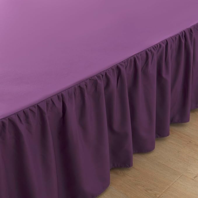Bed Skirt Full Size Ruffled Bed Skirts with Split Corners | 14 Inch Drop Dust Ruffle Bed Skirts with Platform, 14'' Full, Purple