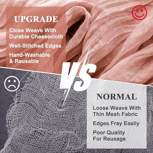 Wokceer Cheesecloth Table Runner Dark Rose 10FT Boho Gauze Runner, 3 Pack