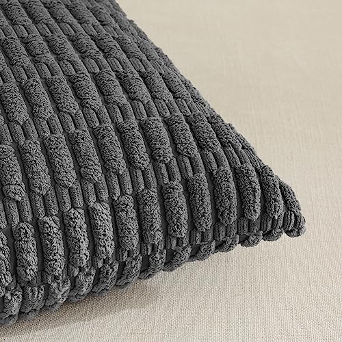 Fancy Homi 4 Packs Decorative Throw Pillow Covers for Living Room Couch Bed, Modern Farmhouse Boho Home Décor Accent Cushion Case, 22" x 22", Dark Gray