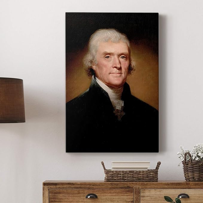Renditions Gallery Thomas Jefferson Presidental Portrait Wall Art, Premium Gallery Wrapped Canvas Decor, Ready to Hang, 60 in H x 40 in W, Made in America Print Artwork