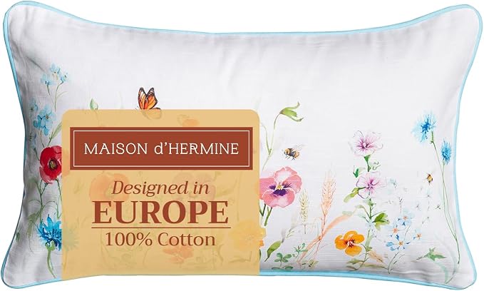 Maison d' Hermine Throw Pillow Covers 100% Cotton (12" x 20" - Pack of 1)