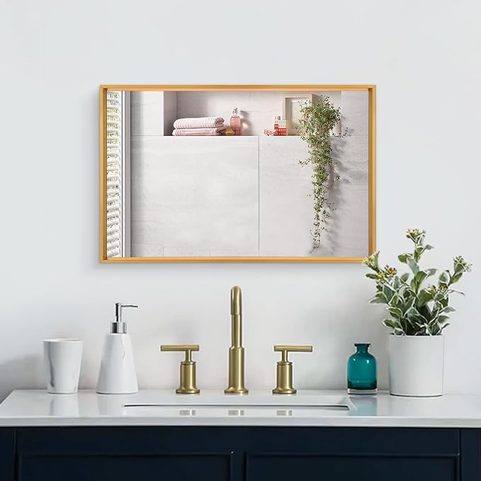 AAZZKANG Rectangle Decorative Wall Mirror Large 26"x18" with Metal Framed Bedroom Living Room Bathroom Mirror Vanity Mirrors