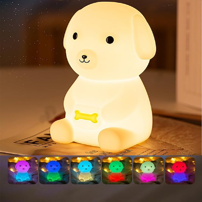Puppy Night Light Dog Lamp 7 Colors & 2 Brightness 20/40min Timer