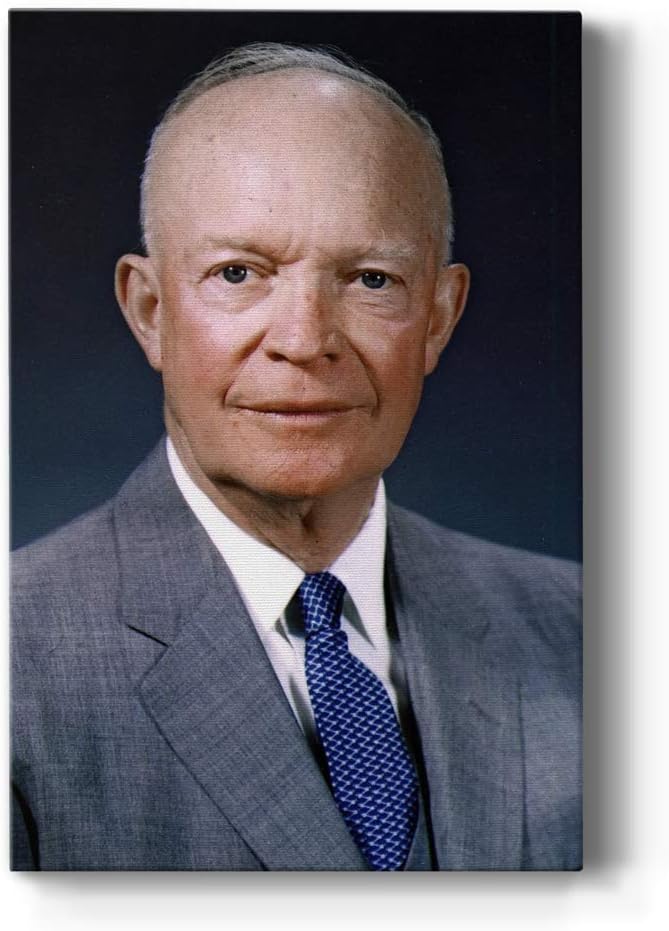 Renditions Gallery Dwight D. Eisenhower Presidental Portrait Wall Art, Premium Gallery Wrapped Canvas Decor, Ready to Hang, 36 in H x 24 in W, Made in America Print