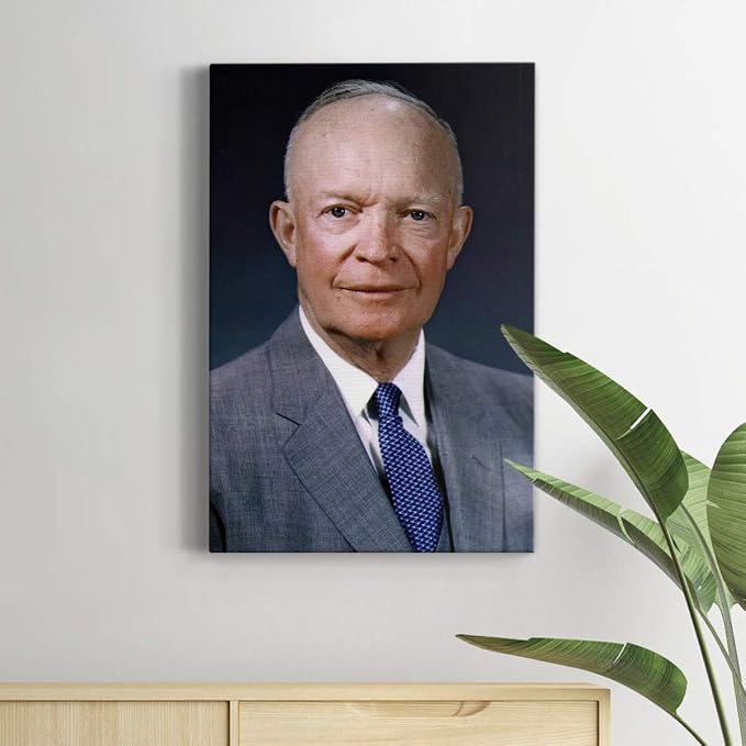 Renditions Gallery Dwight D. Eisenhower Presidental Portrait Wall Art, Premium Gallery Wrapped Canvas Decor, Ready to Hang, 36 in H x 24 in W, Made in America Print