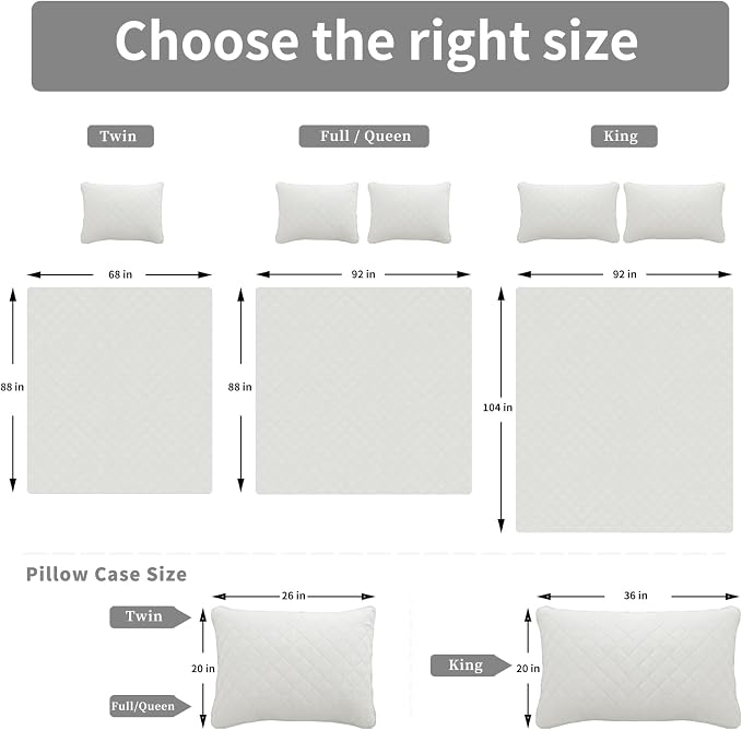 Easy-Going Reversible Quilt Set Twin, Bedspread with 1 Shams, Ivory/Ivory | Machine Washable Lightweight Bed Comforter, 1 Quilt + 1 Pillow Shams, All Season Bed Coverlets for Bedroom