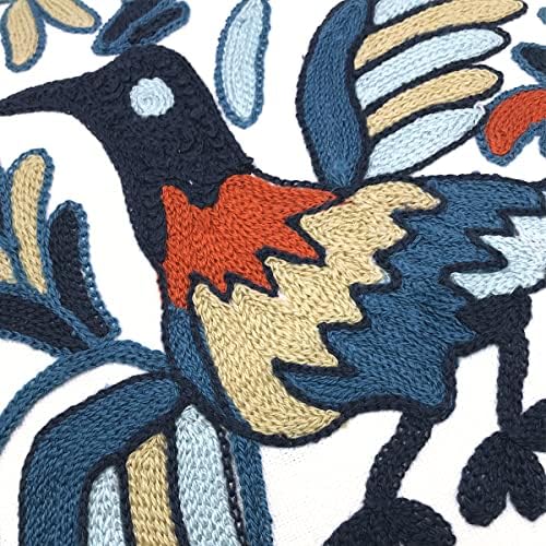 Alysheer Floral Embroidered Throw Pillow Cover 18"x 18" Set of 2, Blue Bird