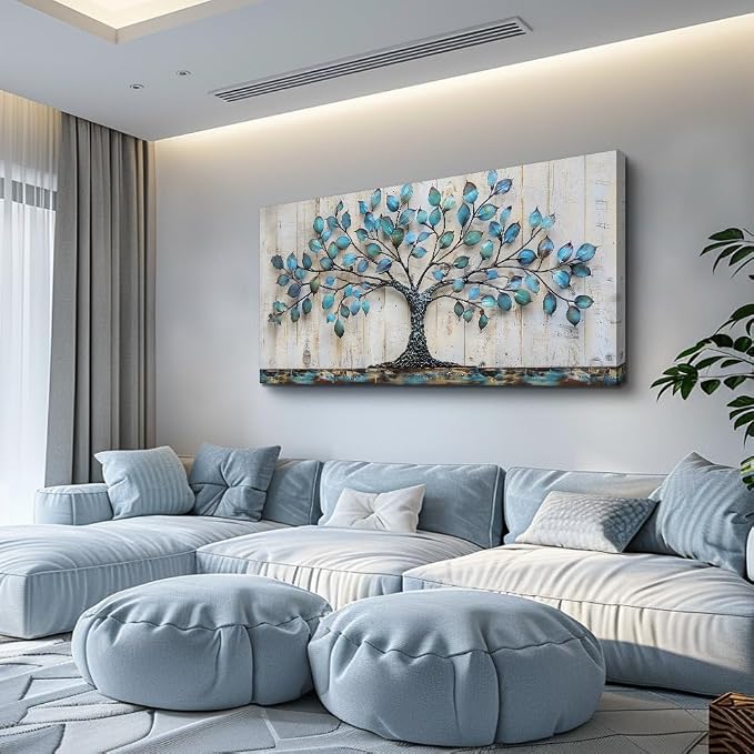QIYILEXWART Canvas Wall Art For Living Room Wall Decor For Bedroom Office Wall Decoration Green Tree Landscape Painting Abstract Pictures Artwork Room Aesthetic Home Decor 20x40 In