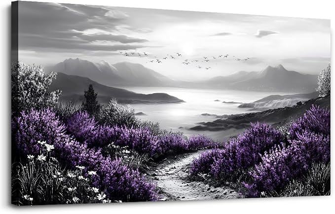 KELIYUAN Large Canvas Wall Artwork Home Decoration Painting Black And White Landscape Modern Print Painting Living Room Decor And Bedroom Office Wall Decoration Natural Scenery Mural 24 X 48 Inches