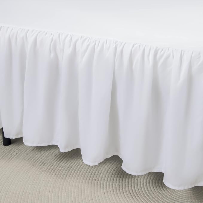 Bed Skirt Twin Size Ruffled Bed Skirt with Split Corners | 14 Inch Drop Dust Ruffle Bed Skirt with Platform, White