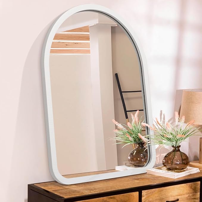 Arch Mirror, Rustic Wall Mounted Wood Frame Vintage Mirrors, Decor Farmhouse for Entryway Bedroom Bathroom Living Room Large 20"×16"