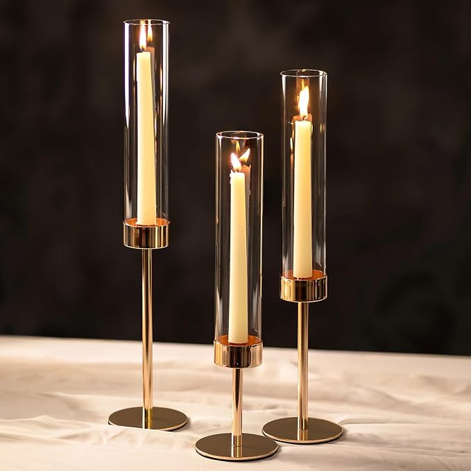 NUPTIO Hurricane Candlestick Holders for Centerpiece, Taper Candle Holders