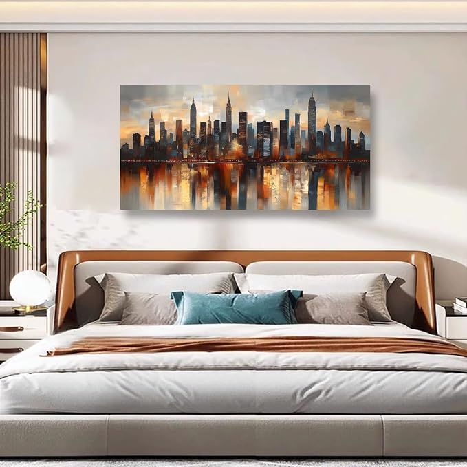 Abstraction Pictures Canvas Wall Art for Living room Office Bedroom Wall Decor,City night Scene Wall Art Print Paintings Modern Natural Landscape Artwork Waterproof Ready to Hang-20x40inch