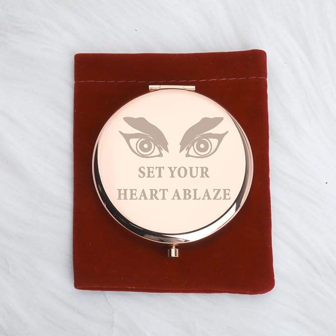 WUSUANED Anime Manga Mirror Inspirational Gift Set Your Heart Ablaze Anime Inspired Gifts Rengoku Slayer Makeup Mirror (Set Your Heart Ablaze Mirror)