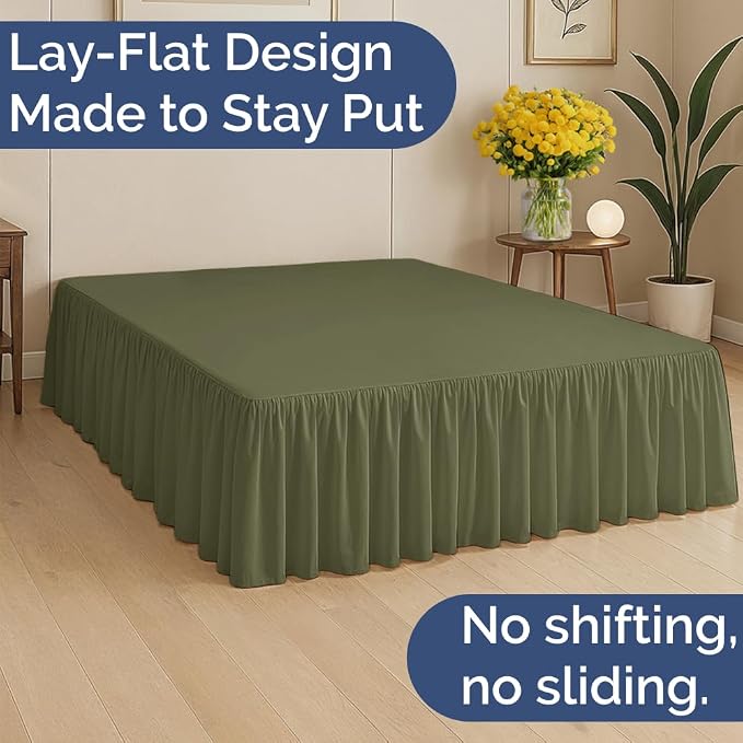 Bedskirt Twin Size Ruffle - Ruffled Bed Skirt - 12 Inch Drop - Sage Green | Bedskirt with Platform, Ultra-Soft Premium Hotel Quality, Wrinkle Free, Fade & Shrink Resistant, for Women, Men, Kids & Teens