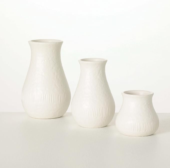 Sullivans Modern Vase Set, Vases for Decor, Flower Vases, Modern Home Decor, White Vases for Real or Fake Flowers, Shelf and Room Decor, Minmalist Ceramic Vase Set, Living Room & Office Decor (CM3120)