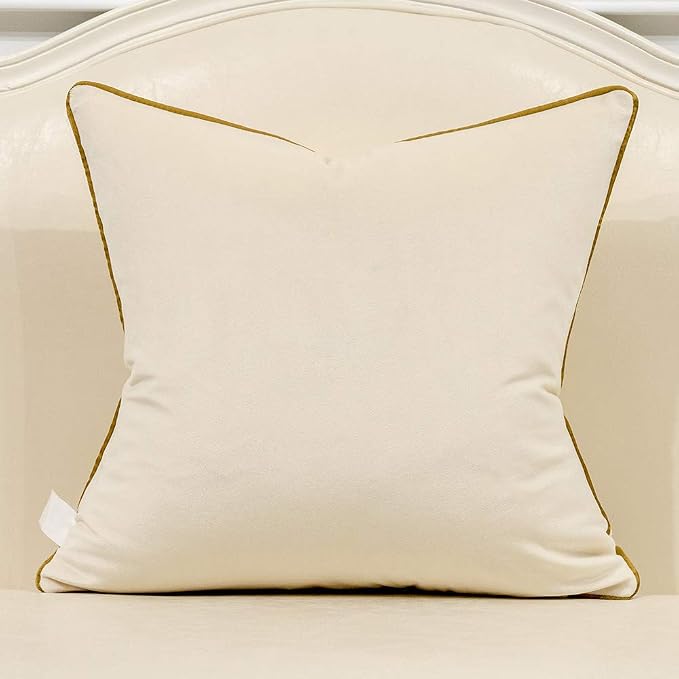Avigers Throw Pillow Cover 20 x 20 Inch, White Gold, Velvet, Hidden Zipper