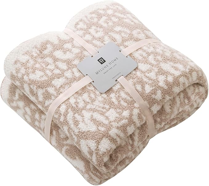 MH MYLUNE HOME Ultra Soft Leopard Throw Blanket Plush, Khaki, 71"x78" | Reversible Cheetah Print Blanket, Comfy Fluffy Fuzzy Plush Blanket Throws for Couch Bed, Cozy Blankets for Women Gift