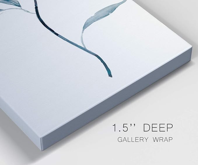 Renditions Gallery Canvas Floral Wall Art Paintings & Prints Delicate Indigo Flower Modern Nature Wall Hanging Canvas Artwork Decorations for Bedroom Office Kitchen - 20"x40" LT43