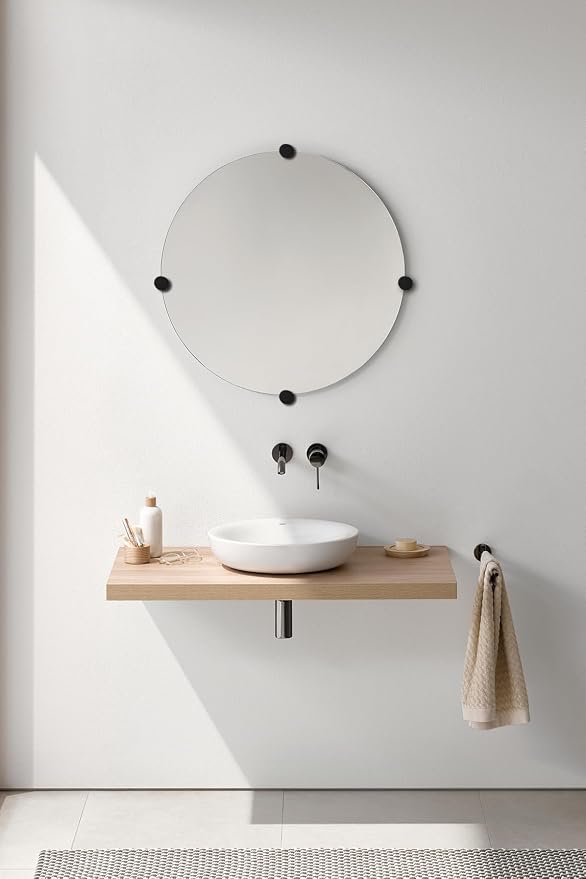 4 Pcs Round Mirror Clips, Zinc Alloy Glass Hanging Clips, , Frameless Mounting Glass Shelf Bracket Clamp Wall-Mounted Mirror Glass Hanging Clips