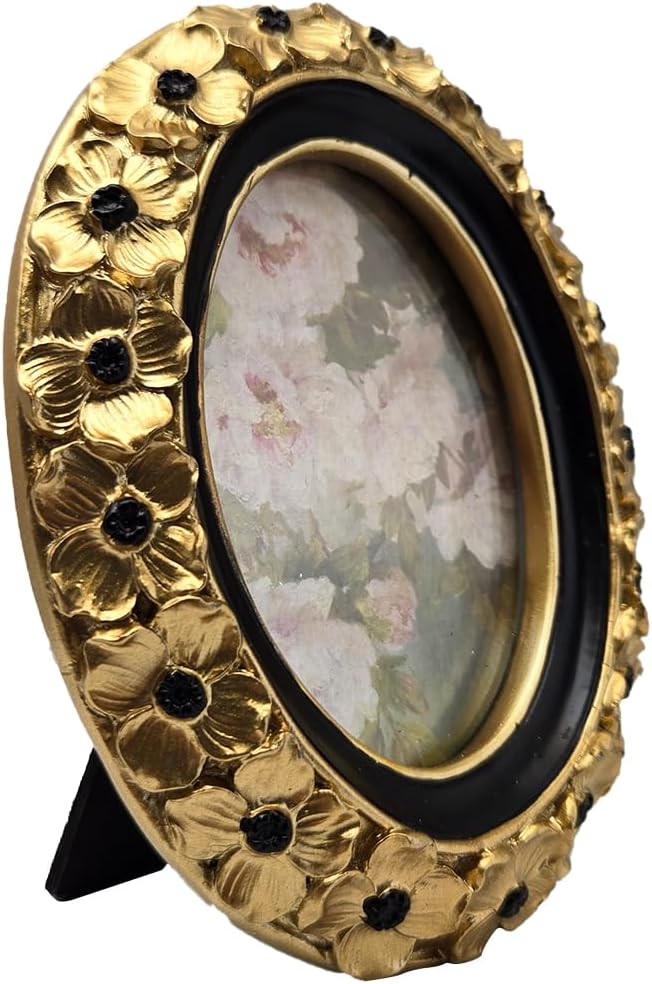 2.5x3.5 Vintage Oval Picture Frame, Small Antique Gold Frame