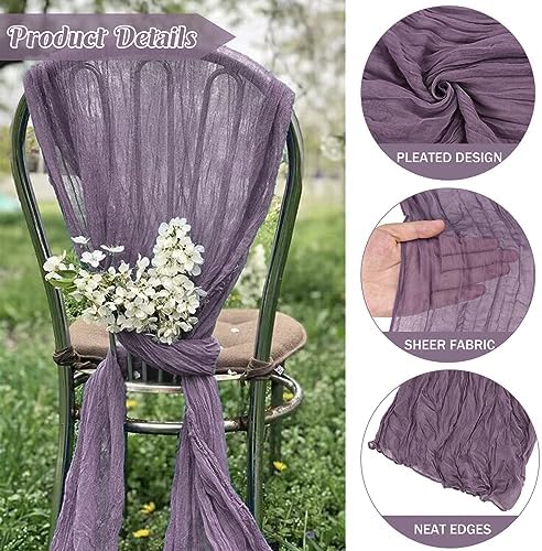6 Pieces Grape 10FT Cheesecloth Table Runner Boho Gauze Fabric Table Runner Rustic Sheer Runner for Wedding Birthday Baby Shower Party Boho Table Decoration（Grape）