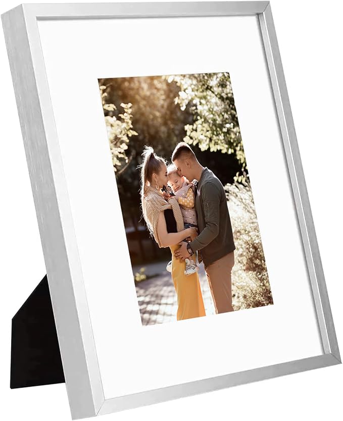 Golden State Art 8x10 Silver Aluminum Picture Frame Real Glass