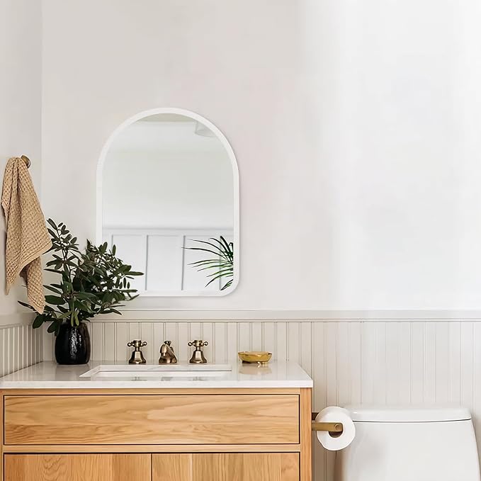 Arch Mirror, Rustic Wall Mounted Wood Frame Vintage Mirrors, Decor Farmhouse for Entryway Bedroom Bathroom Living Room Large 20"×16"