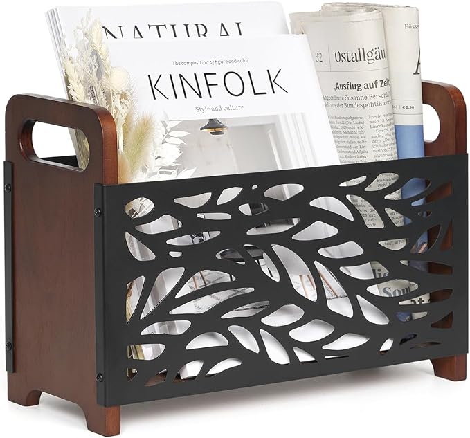 Magazine Holder,Wood Magazine Rack,Rustic Magazine File Holder | Magazine Storage Basket,Magazine Rack Floor,Farmhouse Magazine Organizer for Magazines,Books,Newspapers