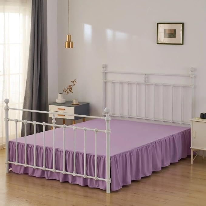 Bed Skirt Full Size Ruffled Bed Skirts with Split Corners | Light Purple 18 Inch Drop Dust Ruffle Bed Skirt with Platform, 18" Full, Light Purple