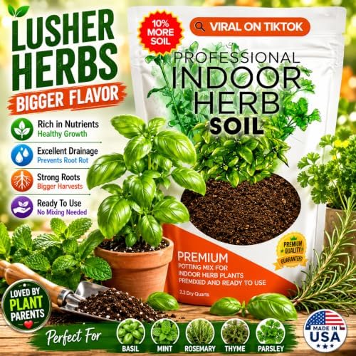 Leaves & Soul Indoor Herb Soil Mix 2.2 Qt for Basil, Mint, Rosemary & Thyme