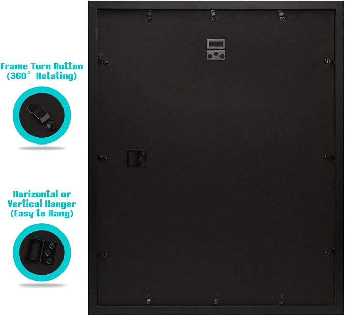 Frametory 2 Pack 16x20 Black Picture Frame with Real Glass Mat for 11x14